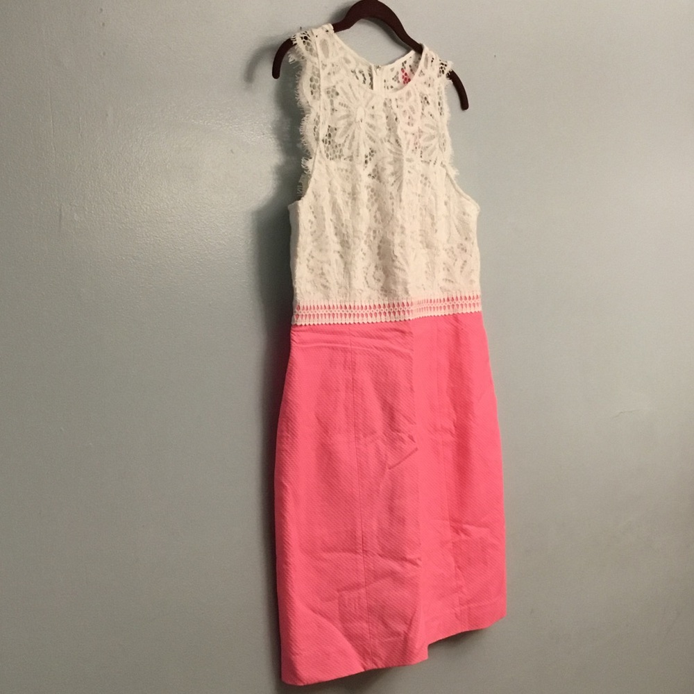 Lilly Pulitzer Pink and White Lace Midi Dress